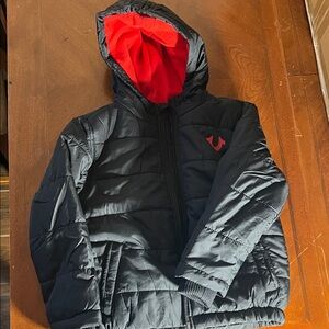 True Religion Kids Puffer Jacket in Black and Red